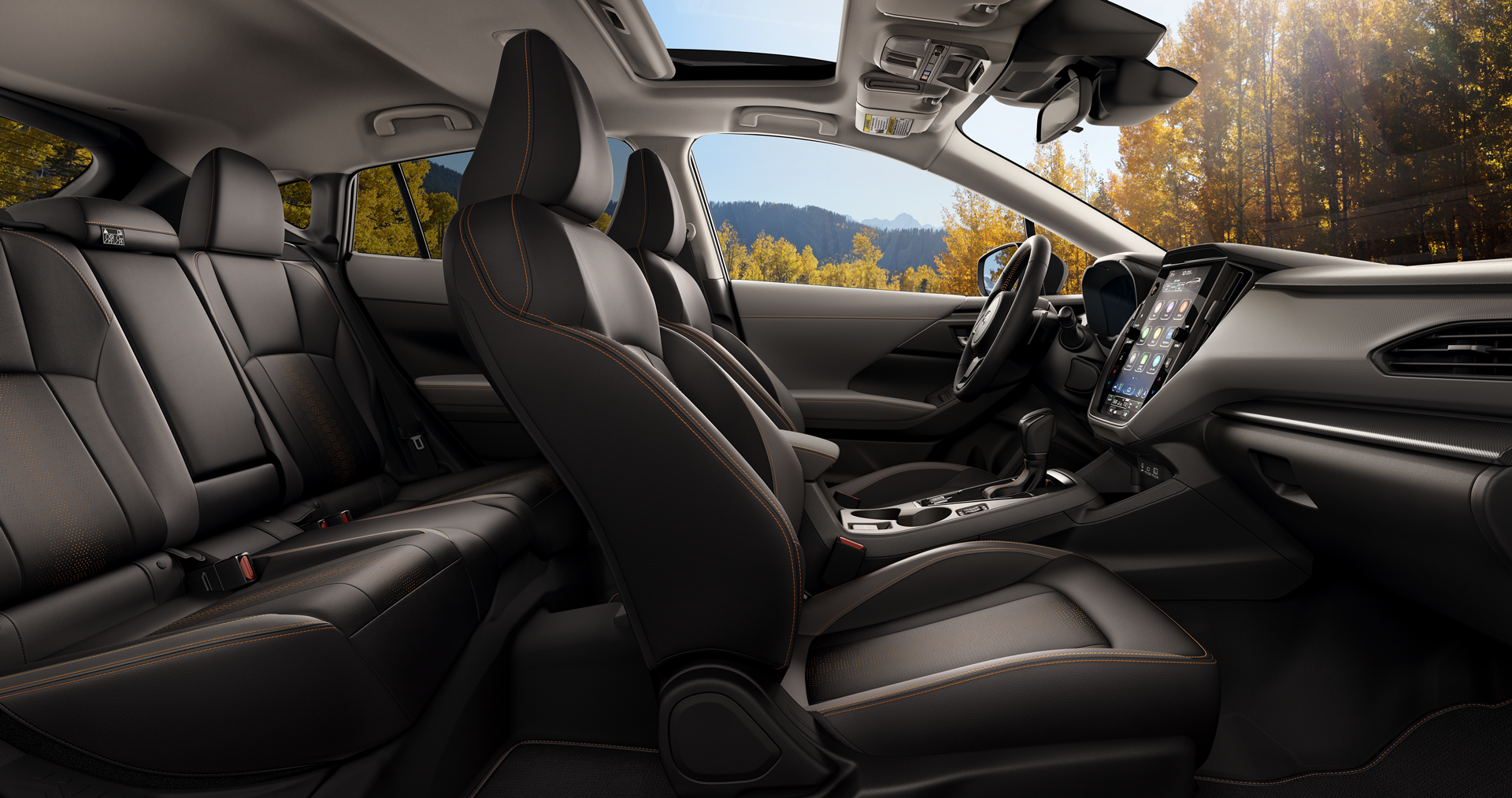 2025 Subaru Crosstrek Limited Shown in Black Leather with Orange Stitch