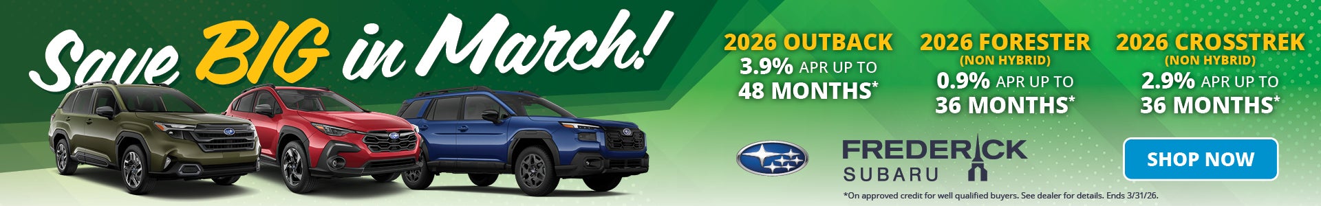 March 2026 Outback Forester Crosstrek